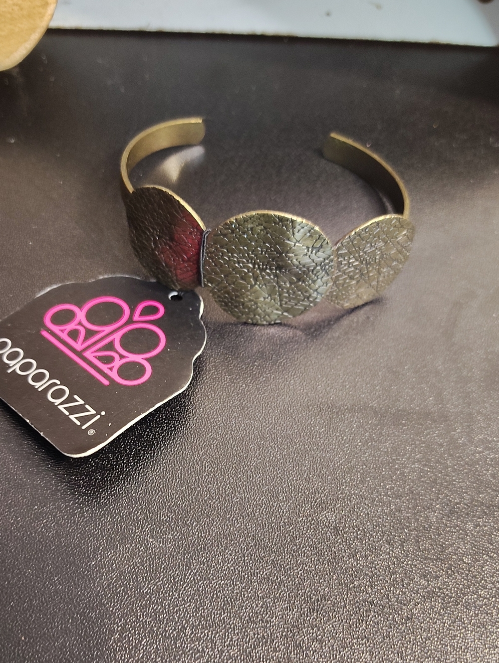paparazzi Brass Textured Triple Disc Cuff Bracelet